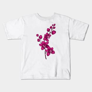 branch with purple orchid flowers Kids T-Shirt